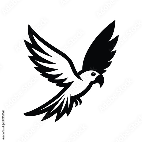  flying parrot with wings spread black vector out.eps