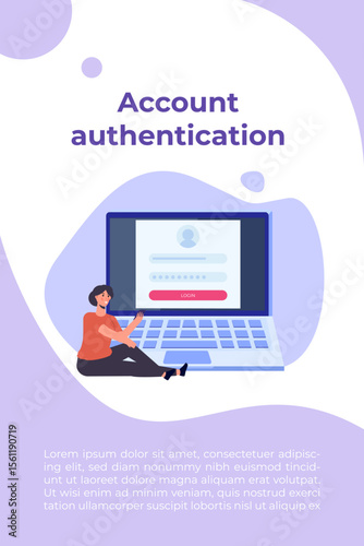 Online registration and sign up, Account authentication concept. Vector UI illustration.