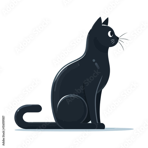 This image features a sleek black cat sitting gracefully, ideal for websites or blogs focused on pets, minimalist design, or feline companionship.

