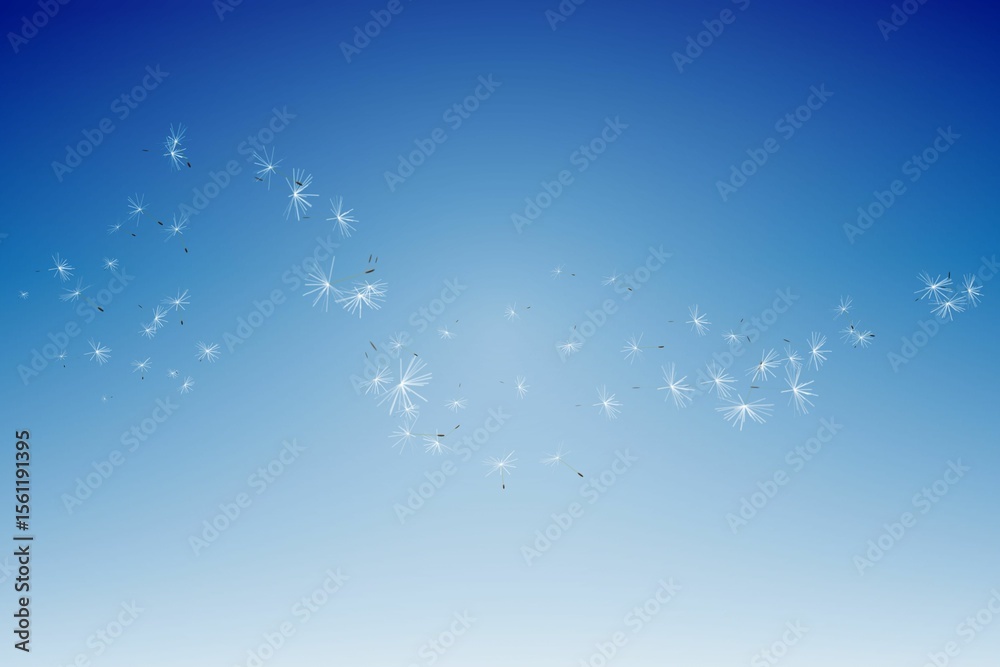 Obraz premium Digitally generated dandelion seeds against blue sky