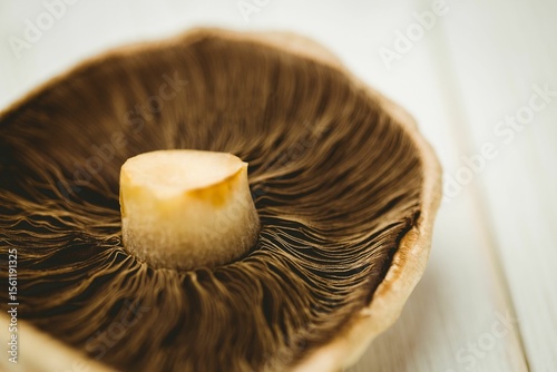 Fresh mushroom on wooden table