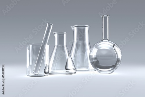 Laboratory flask with chemical solutions