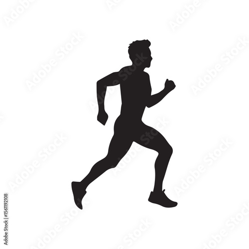 Silhouette of Man Practicing Kickboxing Vector