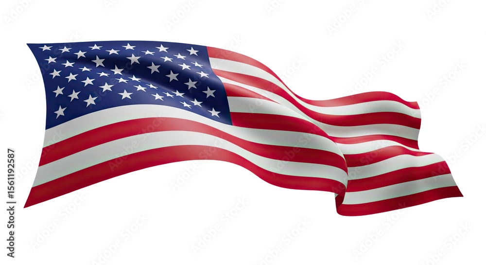Fototapeta premium Waving American Flag: A Symbol of Freedom, Patriotism, and National Pride Against a Clean Black Backdrop, Celebrating United States Ideals