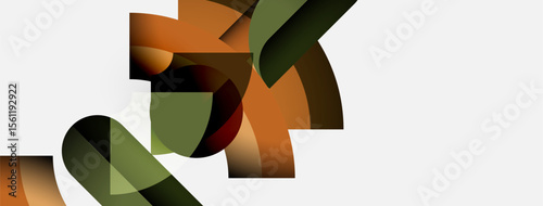 Abstract shapes overlap, creating dynamic composition. Earthy tones dominate, with gradients adding depth. Minimalist design, modern aesthetic.