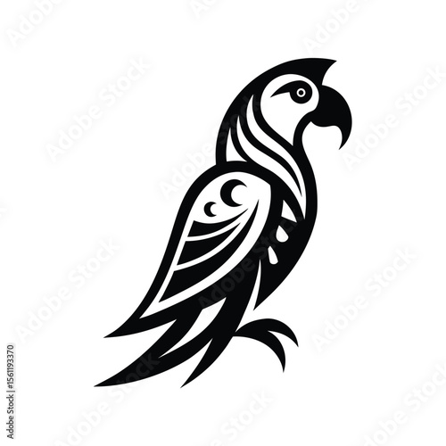  parrot with decorative tribal style feathers bla.eps