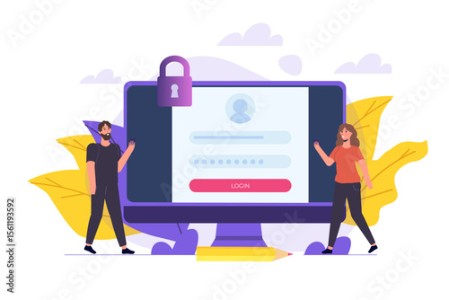 Online registration and sign up, Account authentication concept. Vector UI illustration.