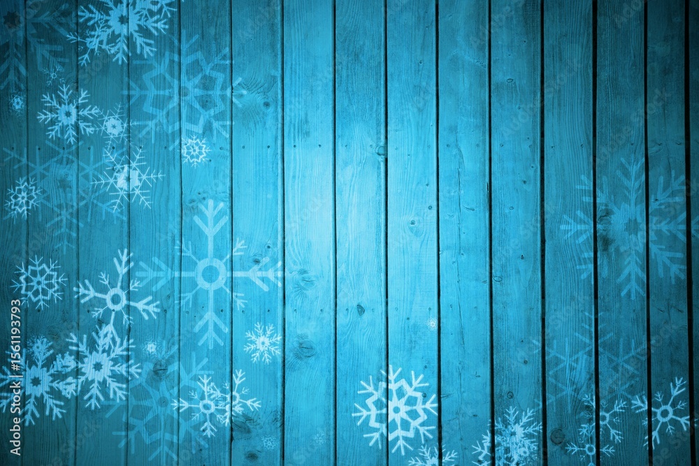 Obraz premium Snowflake pattern on blue planks
