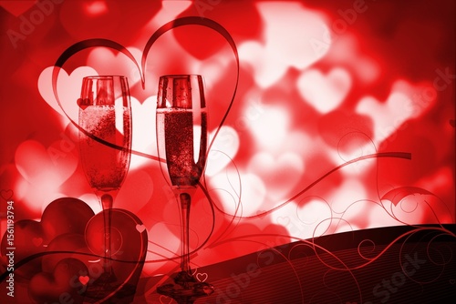 Glowing red Valentines composite