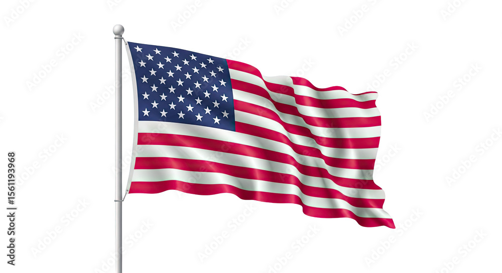 Obraz premium Waving Glory: Striking Isolated Illustration of the United States Flag Against a Dark Backdrop, Symbolizing Patriotism, Freedom, and National Pride