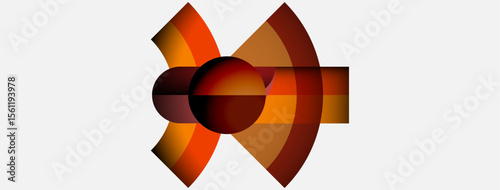 Abstract design features warm color palette. Circular shapes intersect, creating dynamic visual effect. Modern, minimalist composition.