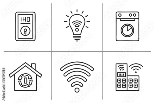 Smart home technology icons represent internet of things automation