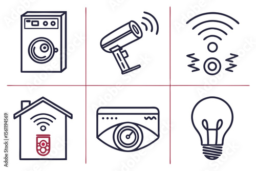 Smart home technology icons represent internet of things automation