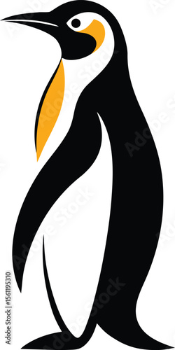 stylized emperor penguin standing tall, detailed 
