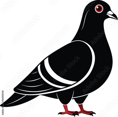  stylized pigeon looking backward simple black