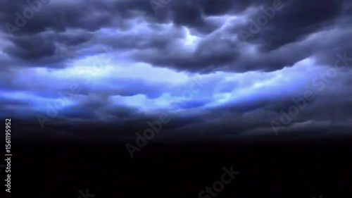 Dramatic rainy thundering weather, heavy electric lightning strike on black sky 4K HD