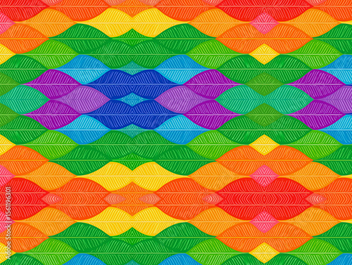 seamless geometric colorful leaf  pattern