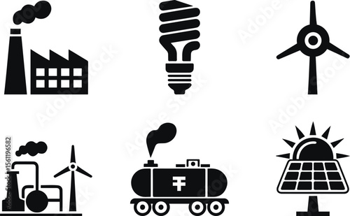 Energy and Power Icons Set –Energy and Power Icons Vector Silhouette.