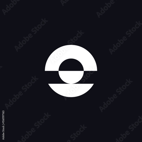 A sleek and minimal abstract logo design featuring a bold circular shape with a horizontal split and central circle element on a dark background. Perfect for technology companies, digital services, st