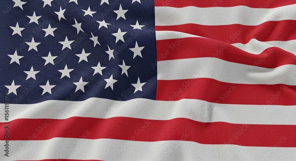 Naklejka premium Waving Glory: Close-up of the American Flag in Motion, Symbolizing Patriotism, Independence, and National Identity on a Textured Fabric