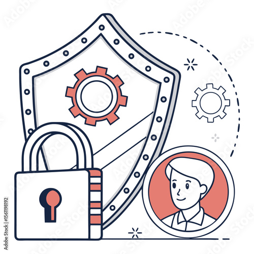 Woman authenticating login on a large mobile phone screen with fingerprint scan and dark blue background design