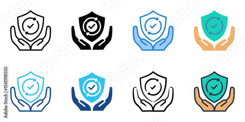 Insurance icon set multiple style collection 
