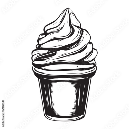 ice cream vector logo illustration, Minimalist cup ice cream logo vector art illustration, Perfect for Summer, Street Food, or Logo Design black and white icon silhouette