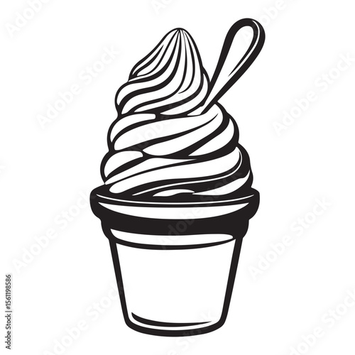 ice cream vector logo illustration, Minimalist cup ice cream logo vector art illustration, Perfect for Summer, Street Food, or Logo Design black and white icon silhouette