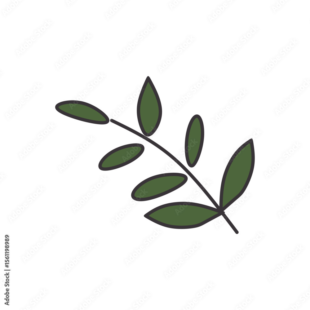 Obraz premium cute floral elements with soft colors and outlines. flowers, leaves, stems