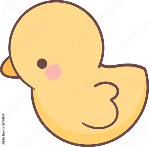 Yellow duck cartoon sideways on transparent background