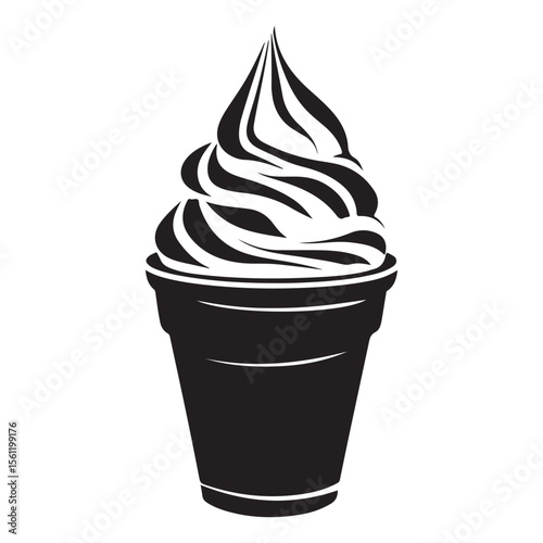 ice cream vector logo illustration, Minimalist cup ice cream logo vector art illustration, Perfect for Summer, Street Food, or Logo Design black and white icon silhouette