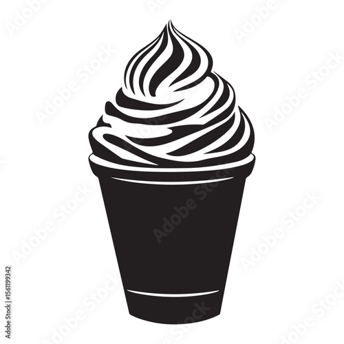 ice cream vector logo illustration, Minimalist cup ice cream logo vector art illustration, Perfect for Summer, Street Food, or Logo Design black and white icon silhouette