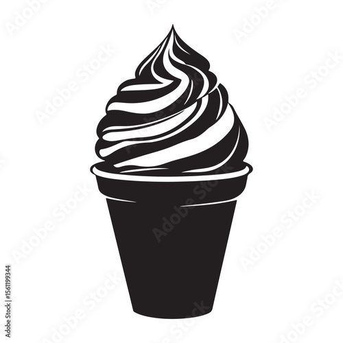 ice cream vector logo illustration, Minimalist cup ice cream logo vector art illustration, Perfect for Summer, Street Food, or Logo Design black and white icon silhouette