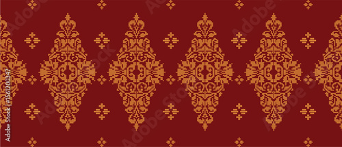 Traditional "Songket" textile pattern featuring intricate geometric and floral motifs