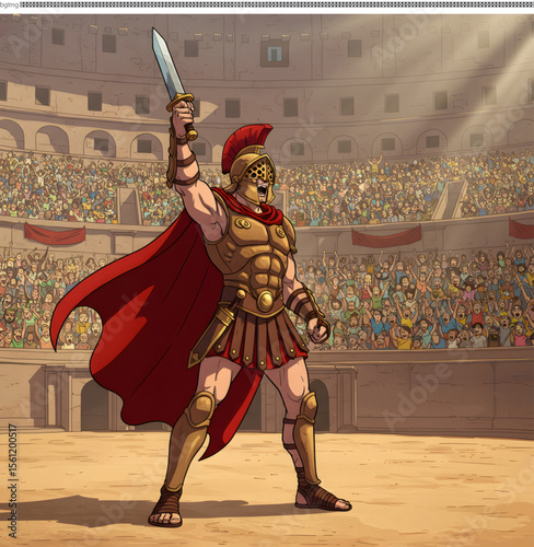 Triumphant Gladiator A Roman Colosseum Illustration