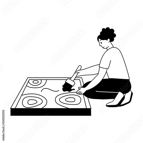 A solid style illustration showing zen garden 
