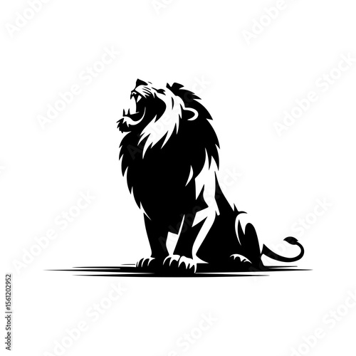 Royal heraldic lions. Black silhouette of rampant lion and griffins for logo or coat of arms. Premium wild animal crest symbols.	
