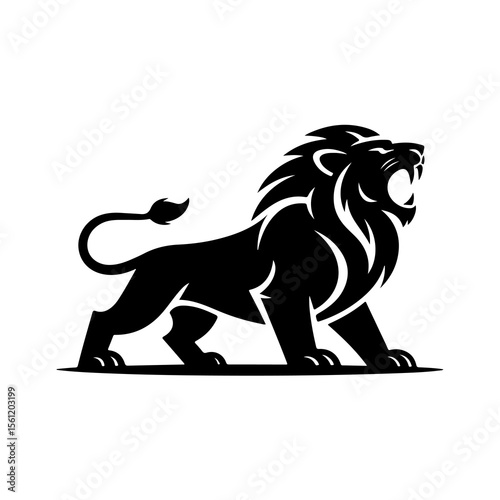 Royal heraldic lions. Black silhouette of rampant lion and griffins for logo or coat of arms. Premium wild animal crest symbols.	
