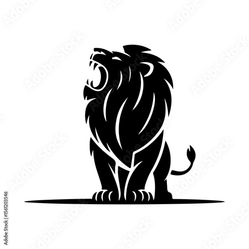 Royal heraldic lions. Black silhouette of rampant lion and griffins for logo or coat of arms. Premium wild animal crest symbols.	
