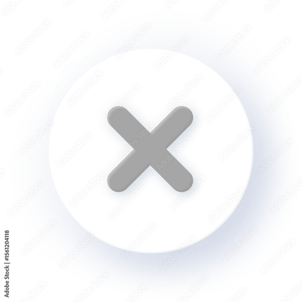 Obraz premium Neumorphism Icon Cancel Icon Soft Drop Shadow on Dark Background Neumorphic UI UX Design User Interface Neumorphism Shadow