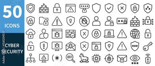 Cyber security icons collection shield lock
