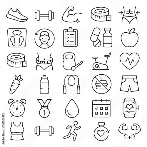 Fitness and Health Icons exercise workout