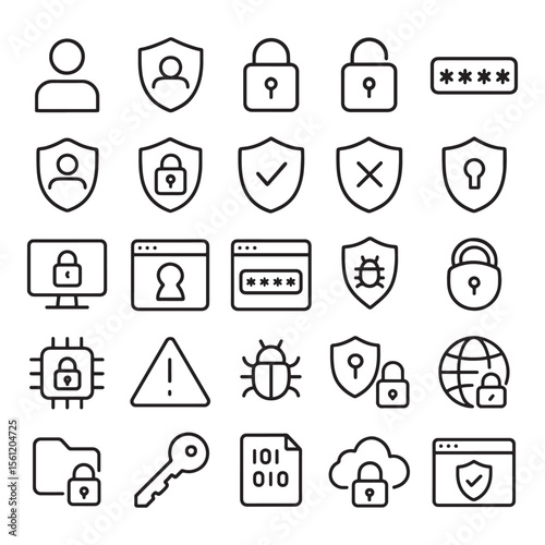 Security and privacy icons lock shield