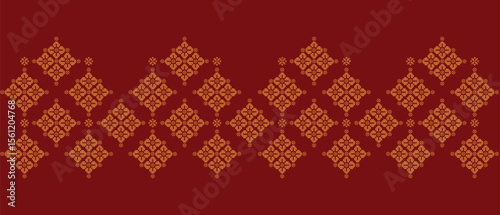 Traditional "Songket" textile pattern featuring intricate geometric and floral motifs