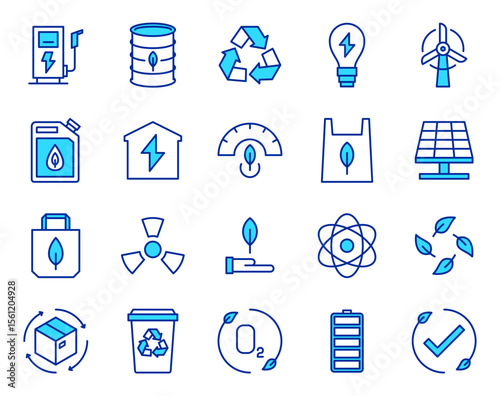Green Energy Ecology Icon Set Renewable Eco Friendly Solutions Plant