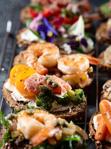 Variety of mini sandwiches with cream cheese, 