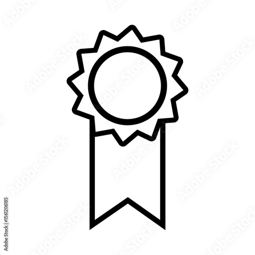 Simple line drawing of a badge with ribbons