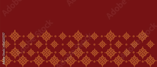 Traditional "Songket" textile pattern featuring intricate geometric and floral motifs