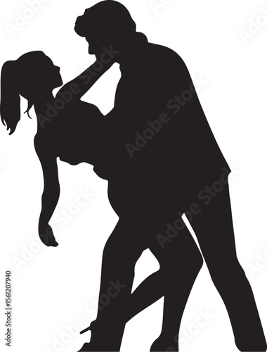Silhouette of a couple dancing romance and passion expressed through movement and embrace