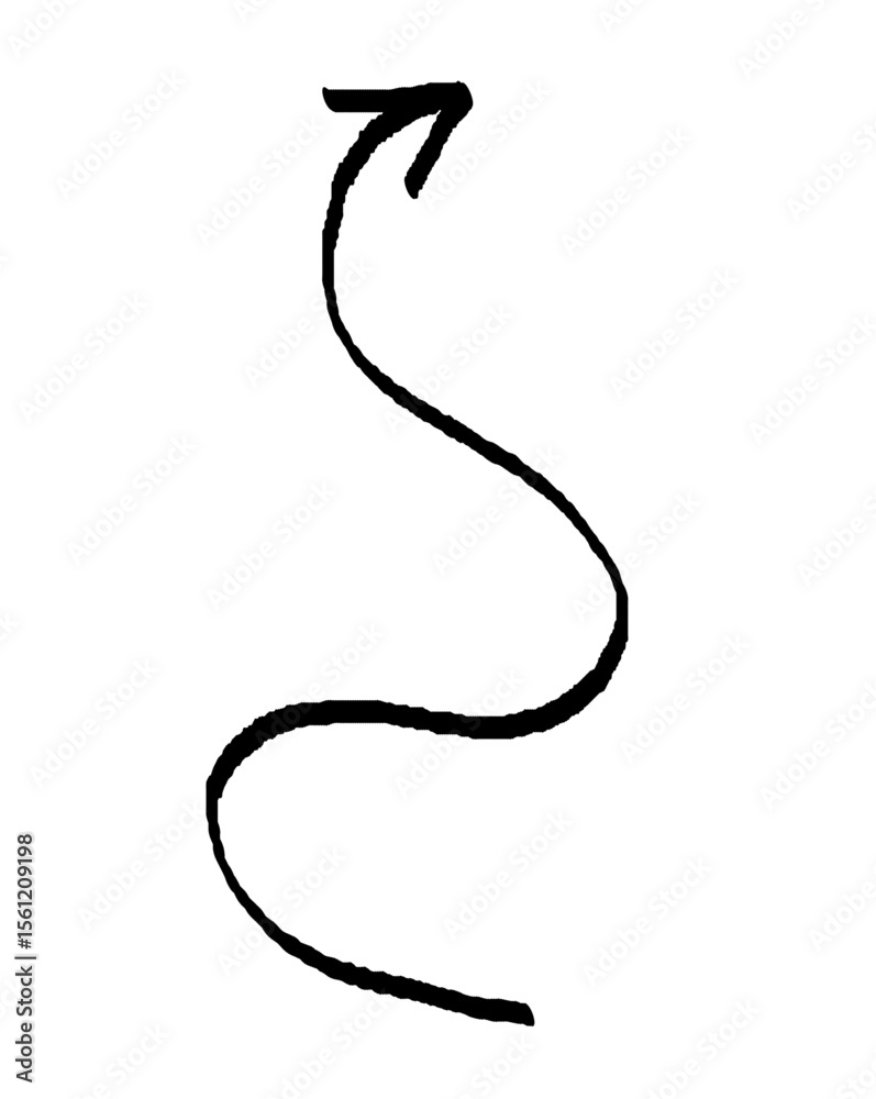 Fototapeta premium Emphasis arrow vector icon. Design doodle arrow grunge line. Vector twist zigzag curve wave.